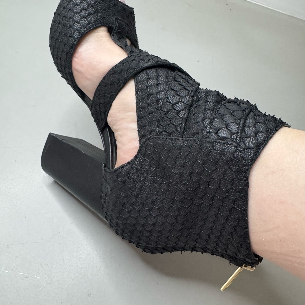 Ash Black Textured Women's Heels with Gold Buckle - Size 7 - Picture 16 of 17